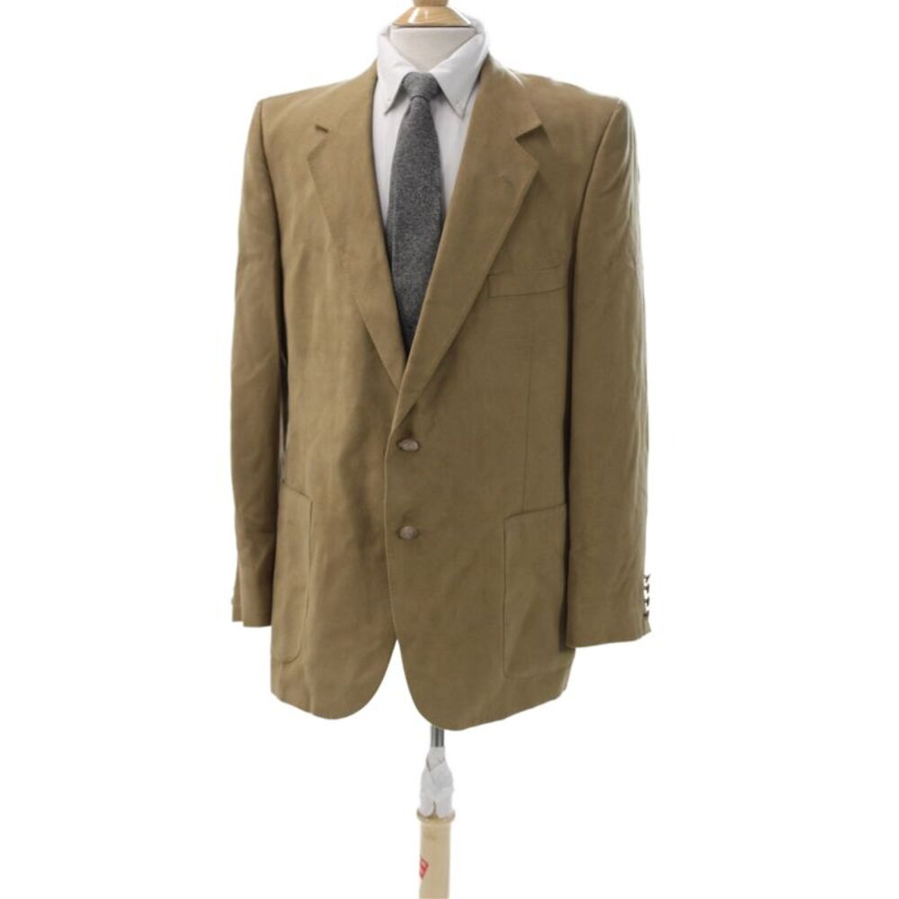 Lanvin Mens Suede Brown Blazer Buttoned Collared Long Sleeve Size 40
